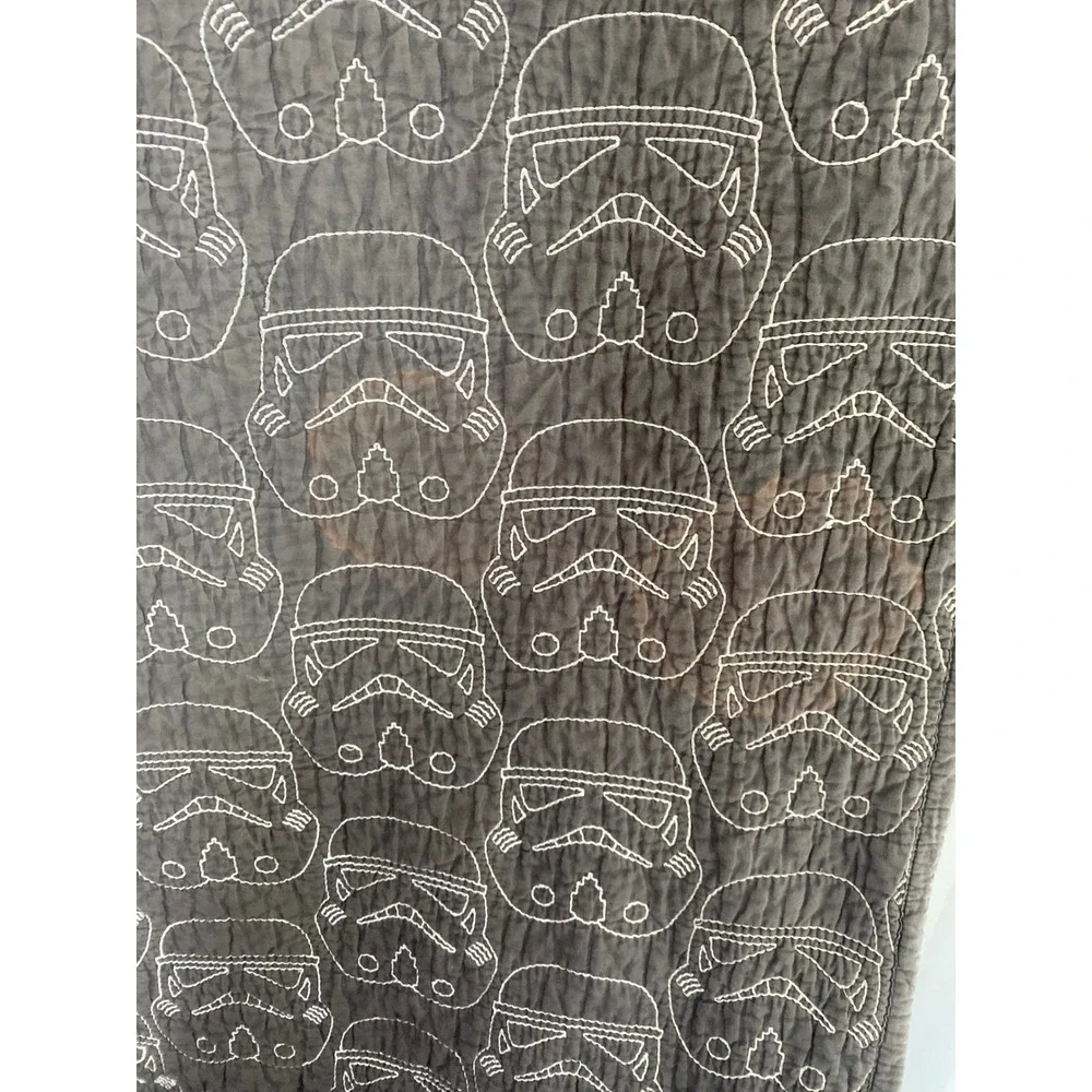 Pottery Barn Kids Star Wars Stormtrooper Quilt Twin Gray Stitched Bedding 2013*